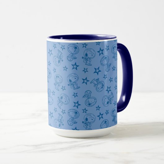 Erdnüsse | Snoopy Blue Space Astronaut Muster Tasse (VorderseiteRechts)