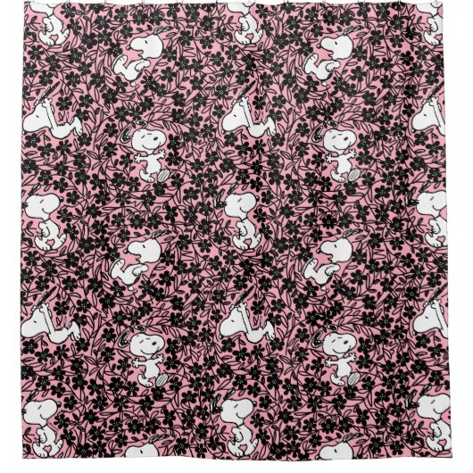 Erdnüsse | Snoopy Blume Weinmuster Duschvorhang (Vorderseite)