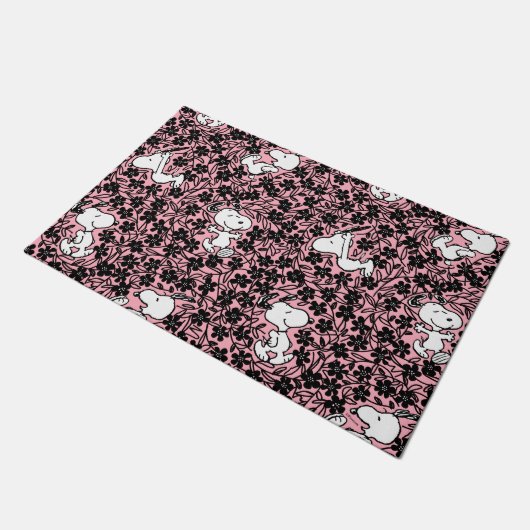 Erdnüsse | Snoopy Blume Weinmuster Fußmatte (Schrägansicht)