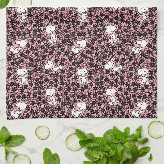 Erdnüsse | Snoopy Blume Weinmuster Geschirrtuch (Gefaltet)