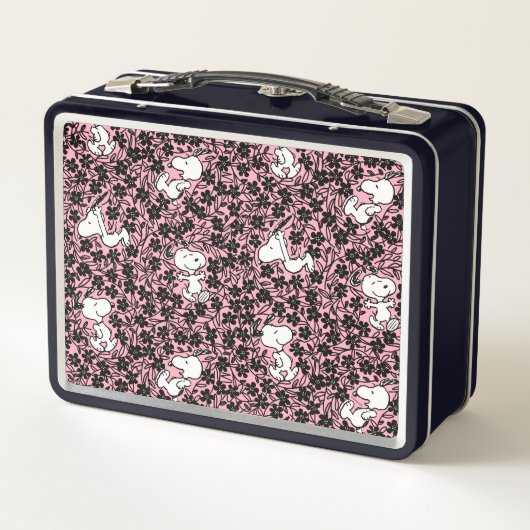 Erdnüsse | Snoopy Blume Weinmuster Metall Brotdose (Rückseite)