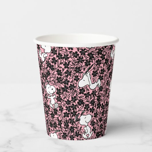 Erdnüsse | Snoopy Blume Weinmuster Pappbecher (Rückseite)