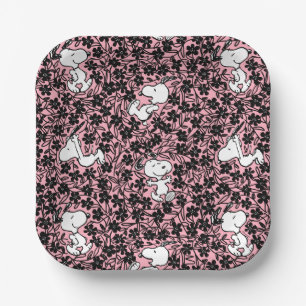 Erdnüsse Snoopy Blume Weinmuster Pappteller