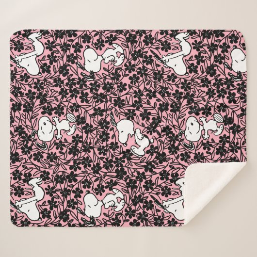 Erdnüsse | Snoopy Blume Weinmuster Sherpadecke (Vorderseite (Horizontal))