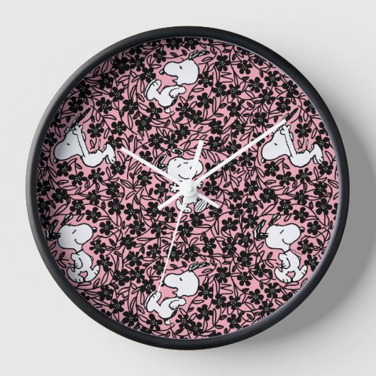 Erdnüsse | Snoopy Blume Weinmuster Uhr (Vorderseite)