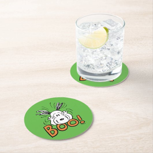 Erdnüsse | Snoopy Boo Runder Pappuntersetzer (Vor Ort)