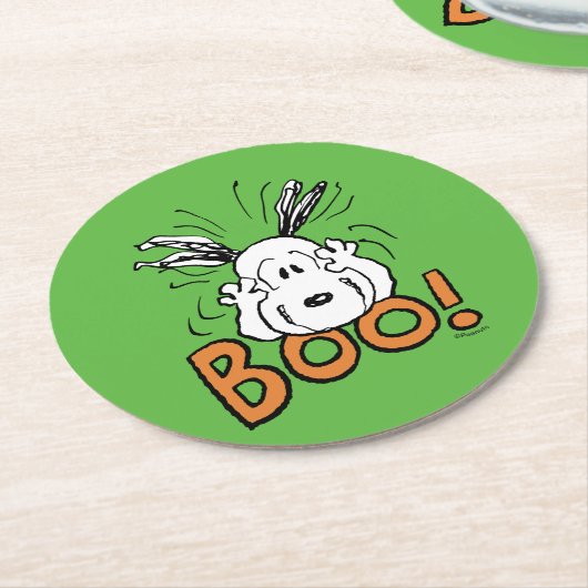 Erdnüsse | Snoopy Boo Runder Pappuntersetzer (Angewinkelt)