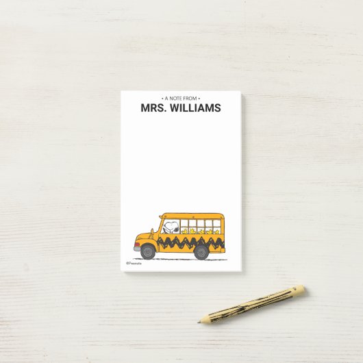 Erdnüsse | Snoopy-Busfahrer Post-it Klebezettel (Auf Schreibtisch)
