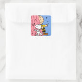 Erdnüsse | Snoopy & Charlie Brown Halbtanz Quadratischer Aufkleber (Tasche)