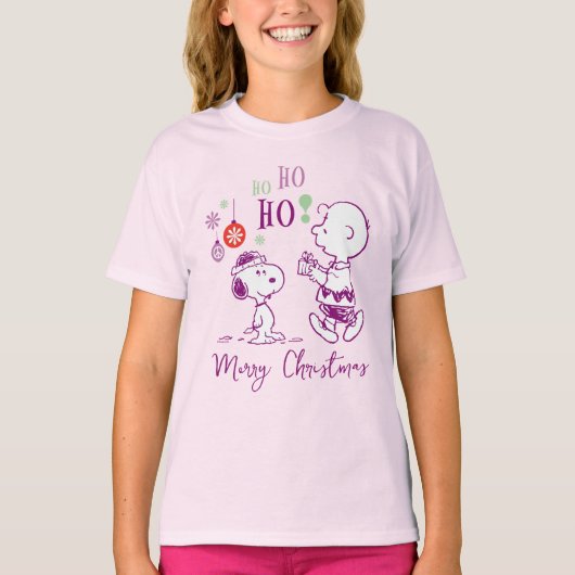 Erdnüsse | Snoopy & Charlie Brown Ho Ho Ho Ho T-Shirt (Vorderseite)