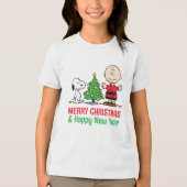 Erdnüsse | Snoopy & Charlie Brown Weihnachtsbaum Tri-Blend Shirt (Vorderseite)