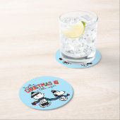 Erdnüsse | Snoopy & Charlie Brown Winter Scarf Runder Pappuntersetzer (Vor Ort)