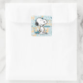 Erdnüsse | Snoopy-Comic-Muster Quadratischer Aufkleber (Tasche)