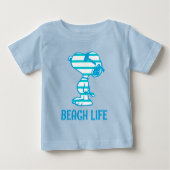 Erdnüsse | Snoopy Cyan Stripes Sonnenbrille Baby T-shirt (Vorderseite)