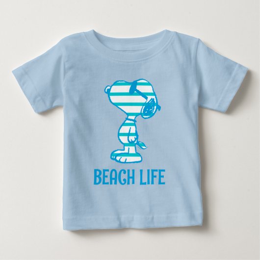 Erdnüsse | Snoopy Cyan Stripes Sonnenbrille Baby T-shirt (Vorderseite)