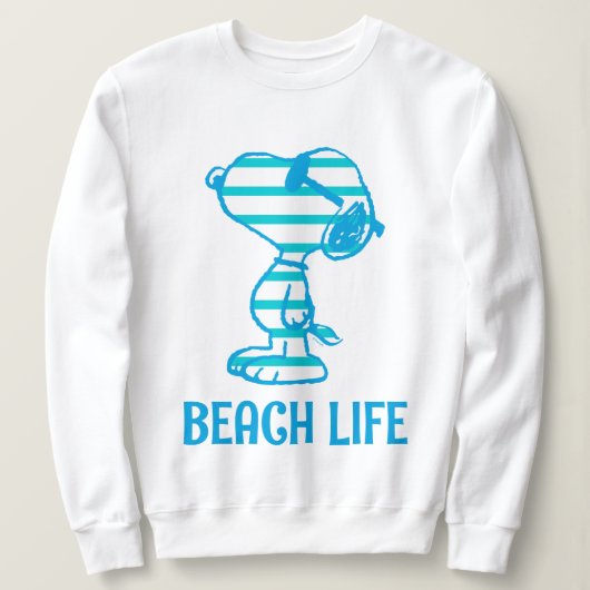 Erdnüsse | Snoopy Cyan Stripes Sonnenbrille Sweatshirt (Design vorne)