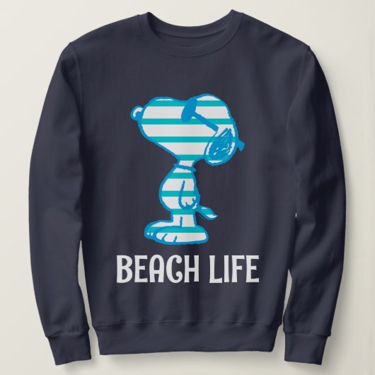 Erdnüsse | Snoopy Cyan Stripes Sonnenbrille Sweatshirt (Design vorne)