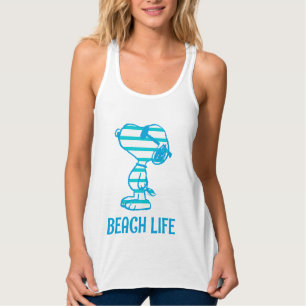 Erdnüsse Snoopy Cyan Stripes Sonnenbrille Tank Top