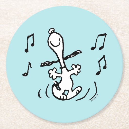 Erdnüsse | Snoopy Dancing Runder Pappuntersetzer (Vorderseite)