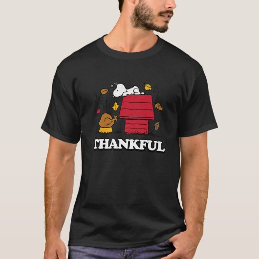 Erdnüsse Snoopy Dankbare Türkei mit Herbstlauben T-Shirt (Vorderseite)