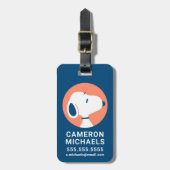 Erdnüsse | Snoopy Dark Blue Deko Dreams Gepäckanhänger (Vorderseite vertikal)