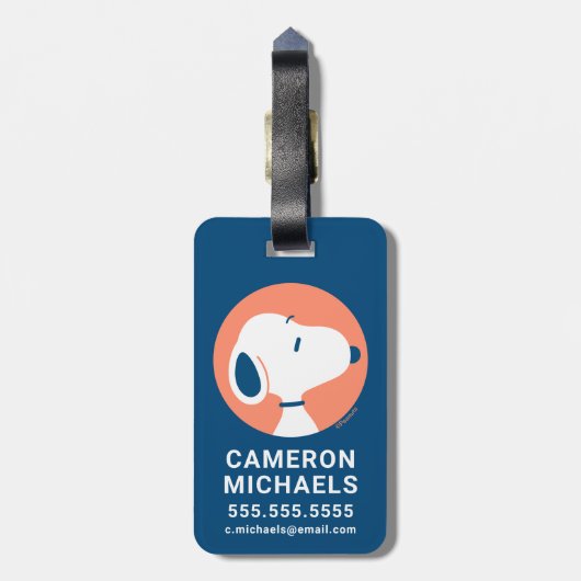 Erdnüsse | Snoopy Dark Blue Deko Dreams Gepäckanhänger (Rückseite vertikal)