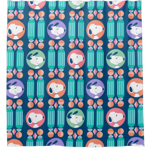 Erdnüsse | Snoopy Dark Blue Deko Dreams Pattern Duschvorhang (Vorderseite)