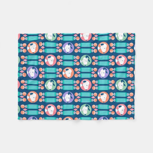 Erdnüsse | Snoopy Dark Blue Deko Dreams Pattern Fleecedecke (Vorderseite (Horizontal))
