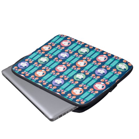 Erdnüsse | Snoopy Dark Blue Deko Dreams Pattern Laptopschutzhülle (Vorne Knopf)