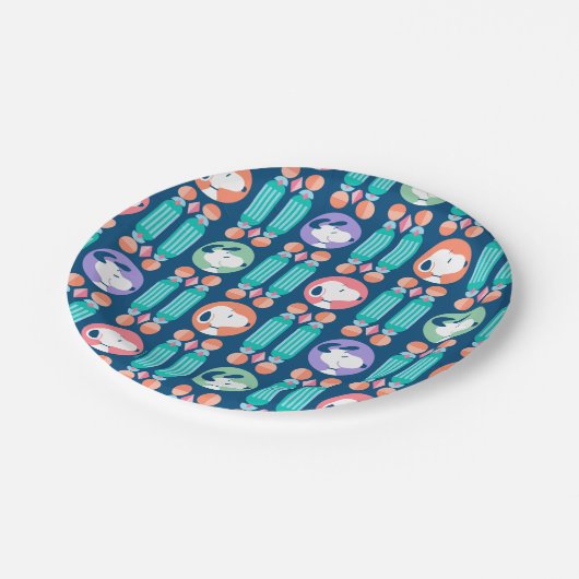 Erdnüsse | Snoopy Dark Blue Deko Dreams Pattern Pappteller (Schrägansicht)