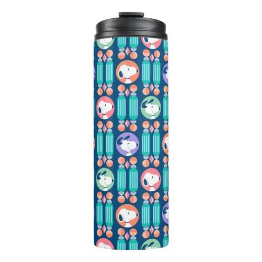 Erdnüsse | Snoopy Dark Blue Deko Dreams Pattern Thermosbecher (Vorderseite)