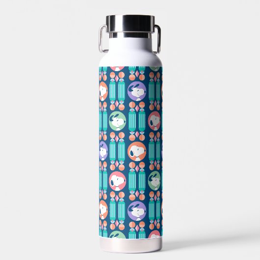 Erdnüsse | Snoopy Dark Blue Deko Dreams Pattern Trinkflasche (Vorne)