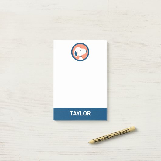 Erdnüsse | Snoopy Dark Blue Deko | Name hinzufügen Post-it Klebezettel (Auf Schreibtisch)