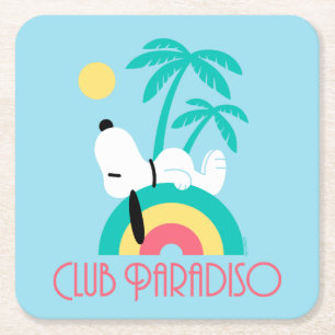 Erdnüsse   Snoopy Deco Dreams Club Paradiso Rechteckiger Pappuntersetzer