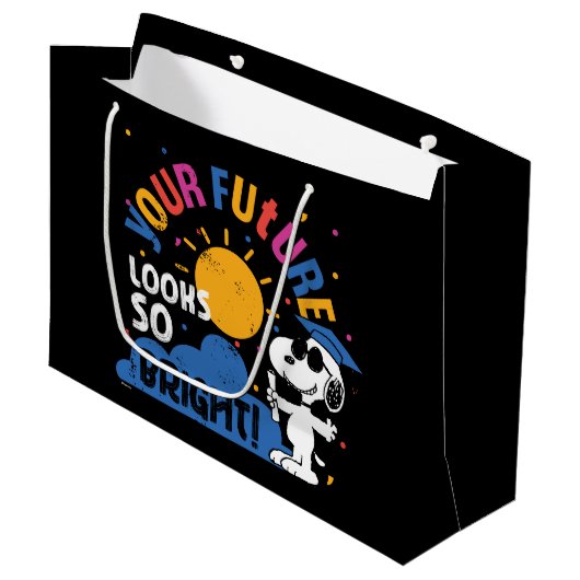 Erdnüsse Snoopy Deine Zukunft sieht so hell aus Große Geschenktüte (Vorderseite Schrägansicht)