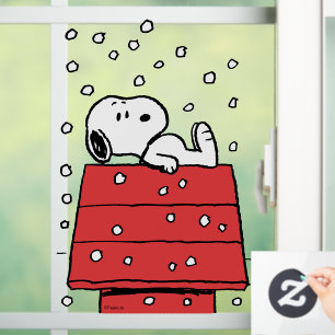 Erdnüsse Snoopy Doghouse Snowflakes Fensteraufkleber