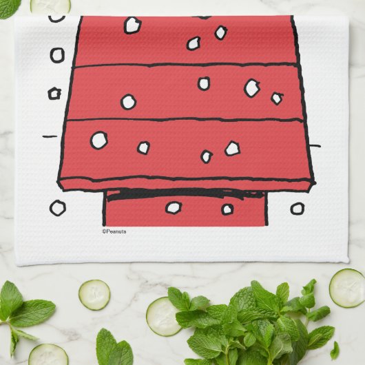 Erdnüsse | Snoopy Doghouse Snowflakes Geschirrtuch (Gefaltet)