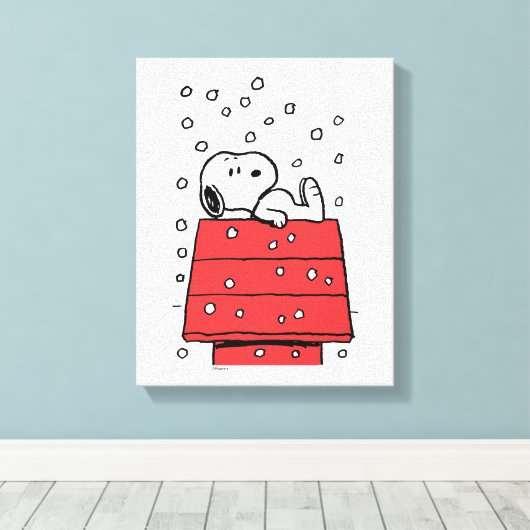 Erdnüsse | Snoopy Doghouse Snowflakes Leinwanddruck (Insitu (Holzboden))