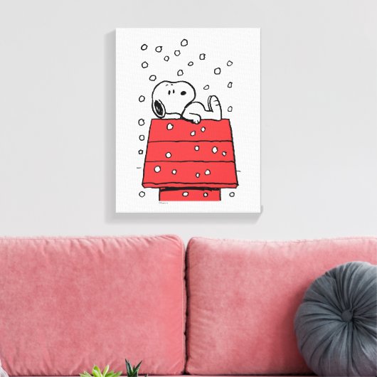 Erdnüsse | Snoopy Doghouse Snowflakes Leinwanddruck (Insitu (Wohnzimmer))