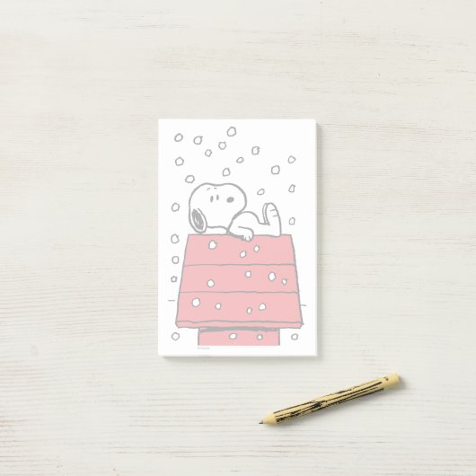 Erdnüsse | Snoopy Doghouse Snowflakes Post-it Klebezettel (Auf Schreibtisch)