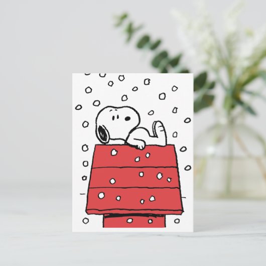 Erdnüsse | Snoopy Doghouse Snowflakes Postkarte (Stehend Vorderseite)