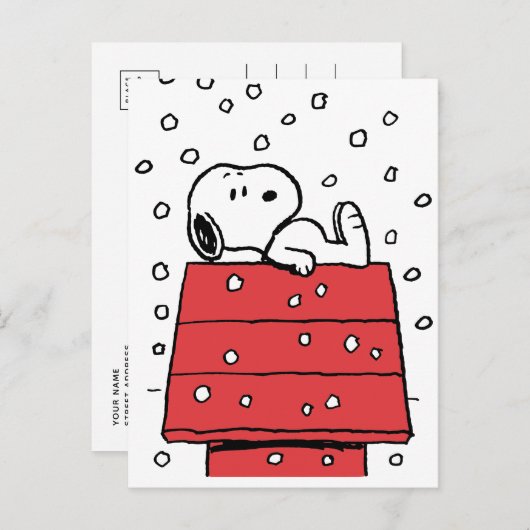 Erdnüsse | Snoopy Doghouse Snowflakes Postkarte (Vorne/Hinten)