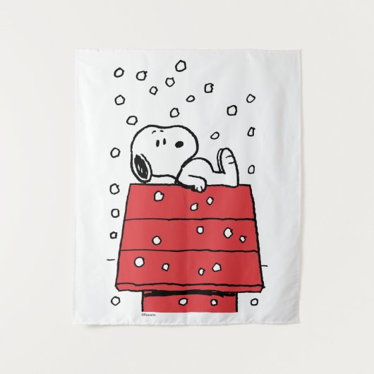 Erdnüsse | Snoopy Doghouse Snowflakes Wandteppich (Vorderseite)