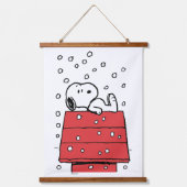 Erdnüsse | Snoopy Doghouse Snowflakes Wandteppich Mit Holzrahmen (Vorderseite)