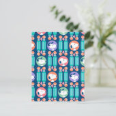 Erdnüsse | Snoopy Dunkelblau Deco Dreams Muster Postkarte (Stehend Vorderseite)