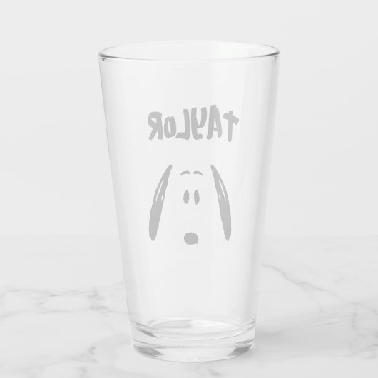Erdnüsse | Snoopy Face | Name hinzufügen Glas (Rückseite)