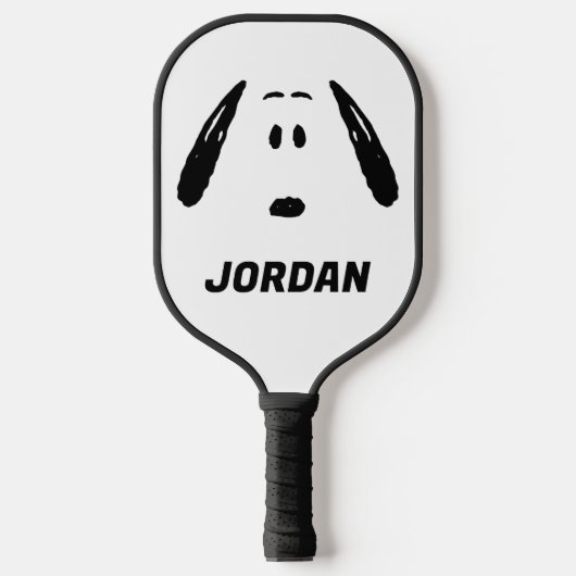 Erdnüsse | Snoopy Face | Name hinzufügen Pickleball Schläger (Vorderseite)