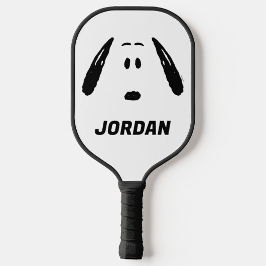 Erdnüsse | Snoopy Face | Name hinzufügen Pickleball Schläger (Rückseite)