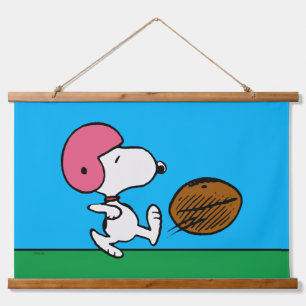Erdnüsse   Snoopy Football Kicker Wandteppich Mit Holzrahmen