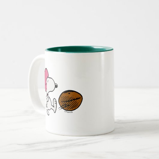 Erdnüsse | Snoopy Football Kicker Zweifarbige Tasse (Vorderseite Links)